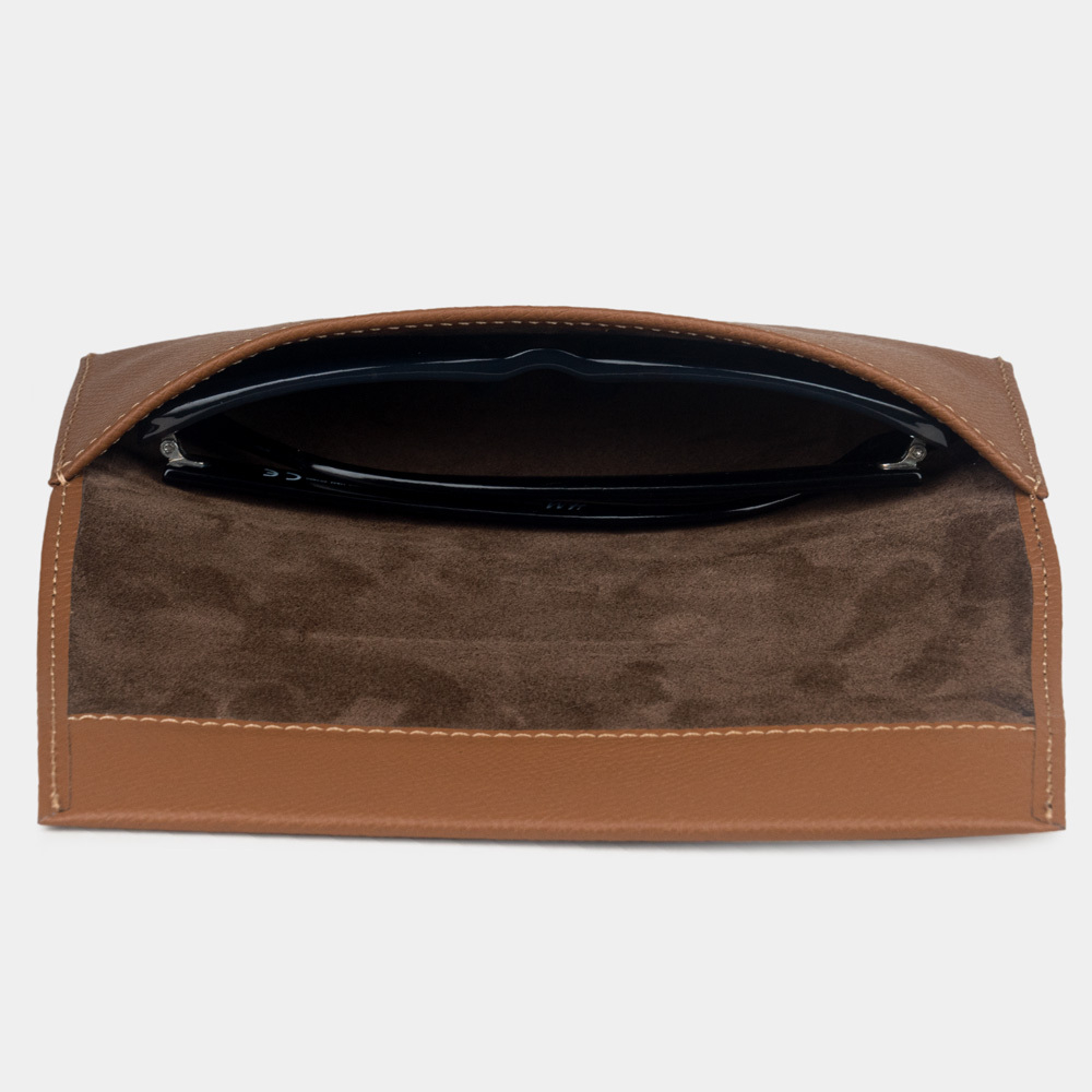 Футляр для очков Lentille из кожи сафьяно, цвета карамель