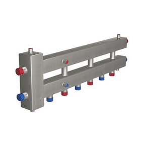Распределительный коллектор 5 отопительных контуров с гидравлическим разделителем Rispa ГРУ+КМГ 100-5ВН НЕРЖ.