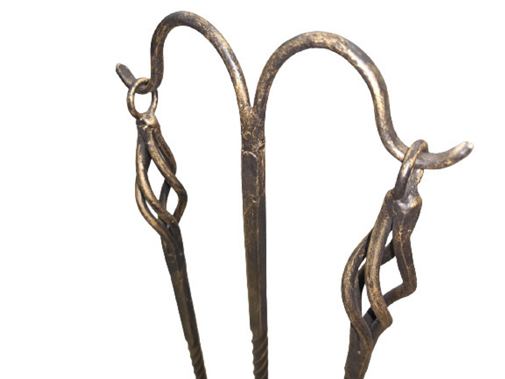 Набор для камина и мангала, кочерга, совок, 2 предмета + подставка, ажурный