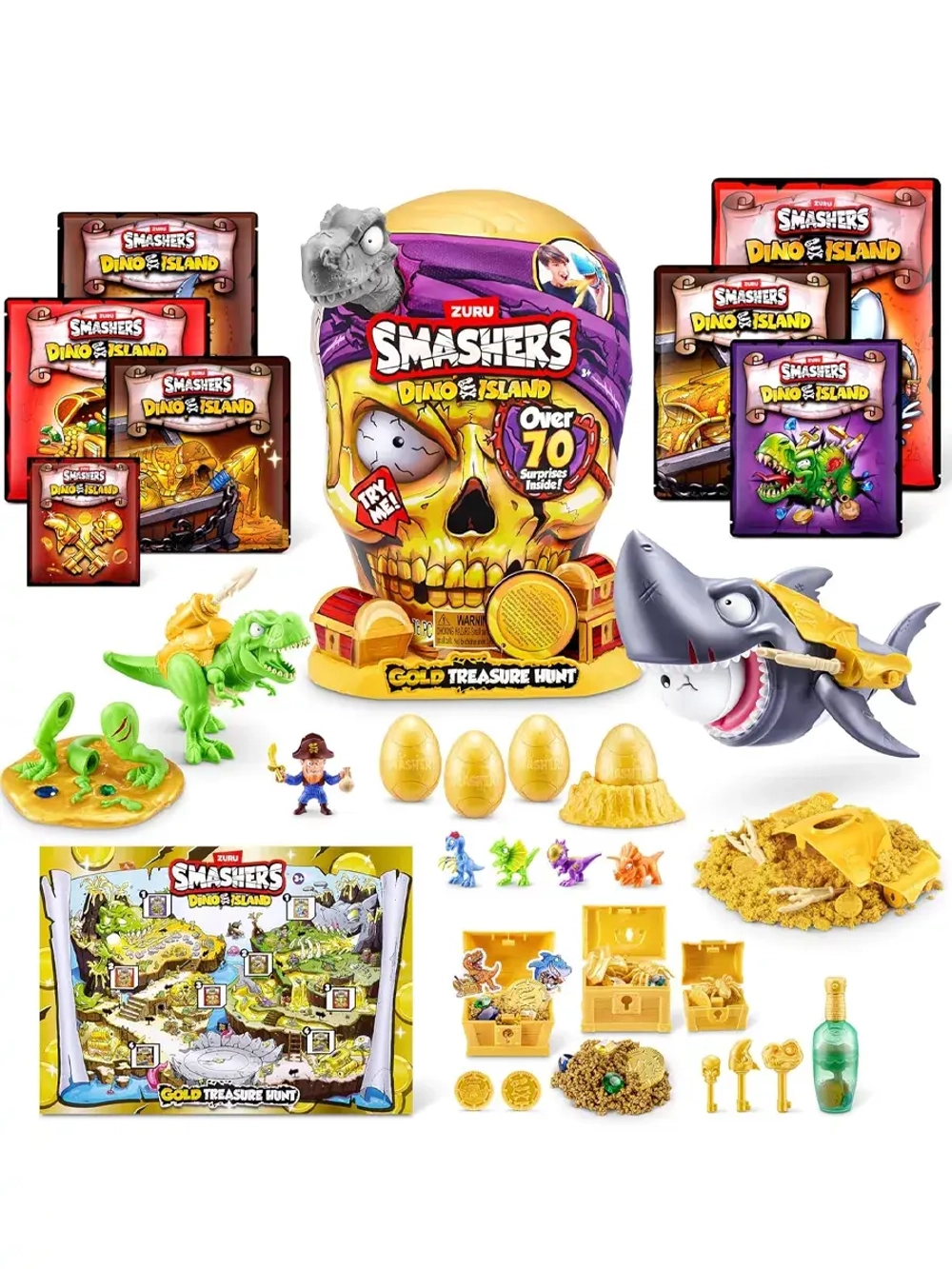 Игрушка сюрприз Zuru Smashers Dino Island Gold серый