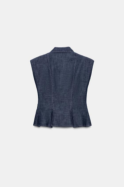 ZARA РУБАШКА С БАСКОЙ, ИНДИГО
