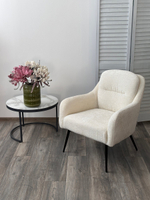 Кресло М-City DISAUR Аргос (Argos) 3018-01 Белый, Шенилл, Черный каркас