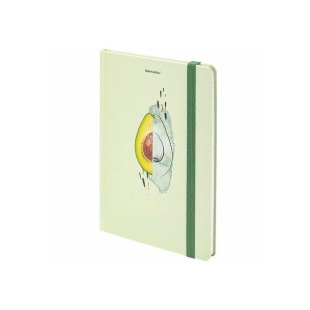 Блокнот с резинкой А5 (145х203 мм), в клетку 96 л., твердая обложка с фольгой, "Avocado", 113733