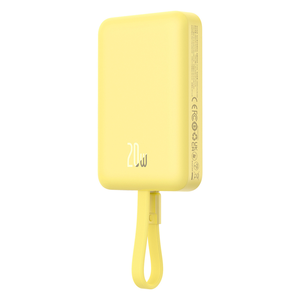 Внешний аккумулятор + Беспроводная зарядка Baseus Magnetic Mini iP Edition C+L+Qi 10000mAh 20W (MagSafe) - Lemon Yellow