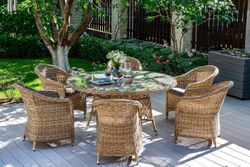 "Эспрессо" плетеный круглый стол, диаметр 150 см, цвет соломенный