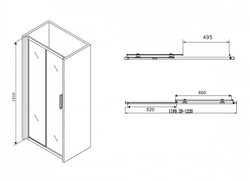 Душевая дверь Abber Schwarzer Diamant 120 AG30120BH профиль Черный стекло прозрачное