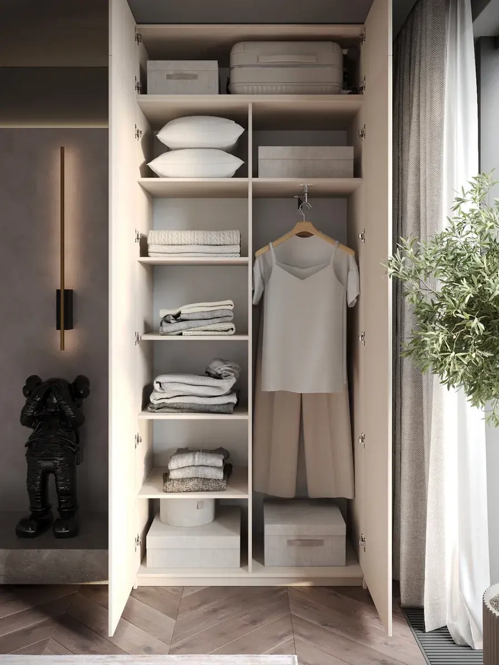 Шкаф распашной 80*40*240 кашемир, с антресолью Lorena 3