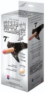 Пояс-трусики с насадкой Classic lux-Duke - 17,5 см. (Цвет: телесный с черным)