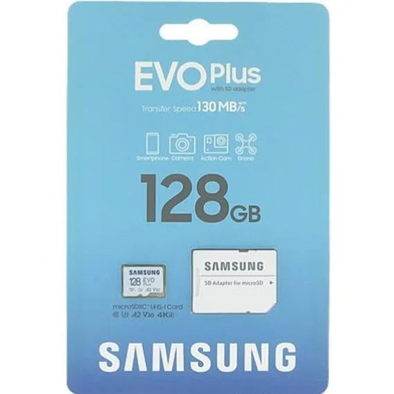 Карта памяти microSDXC UHS-I U3 Samsung EVO PLUS 128 ГБ, 130 МБ/с, Class 10, MB-MC128KA, 1 шт., переходник SD