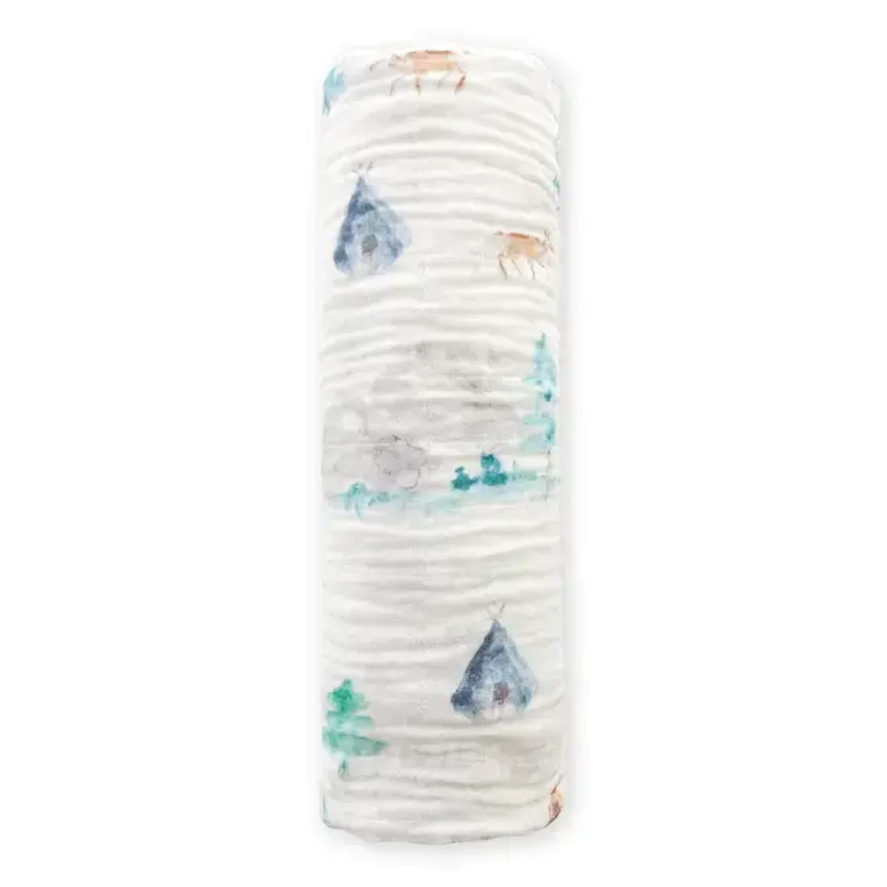 SwaddleDesigns SDM-1031WMT Пеленка муслиновая - Watercolor Mountains & Trees - In the Wild