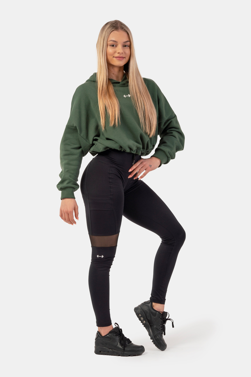 Худи LOOSE FIT CROP HOODIE ICONIC 421 Зеленая