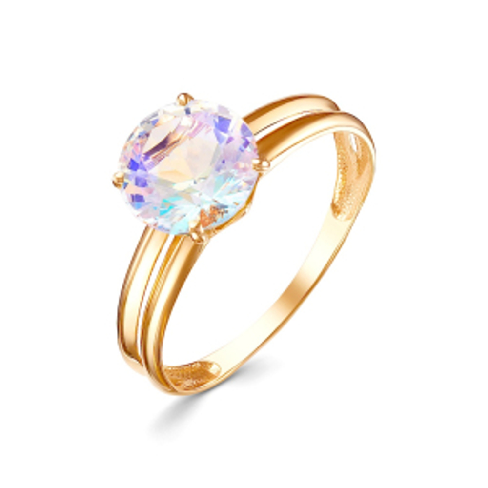 Кольцо из золота с радужным кварцем