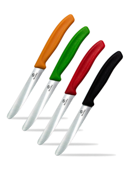 Нож кухонный Relaxika, лезвие 11см, закругленное, серрейтор, оранжевый