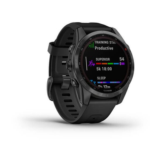 Умные часы Garmin Fenix 7S Solar серый с черным силиконовым ремешком
