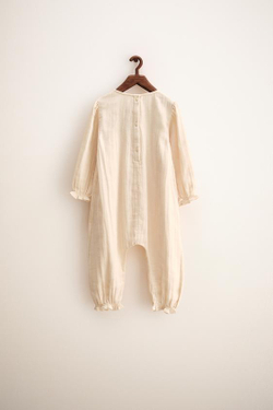 ZARA TIMELESS — ДЛИННЫЙ КОМБИНЕЗОН С ВЫШИВКОЙ, ЭКРЮ