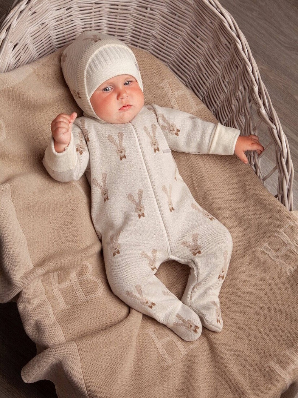 Комбинезон с капюшоном "Зайка", Экрю-бежевый