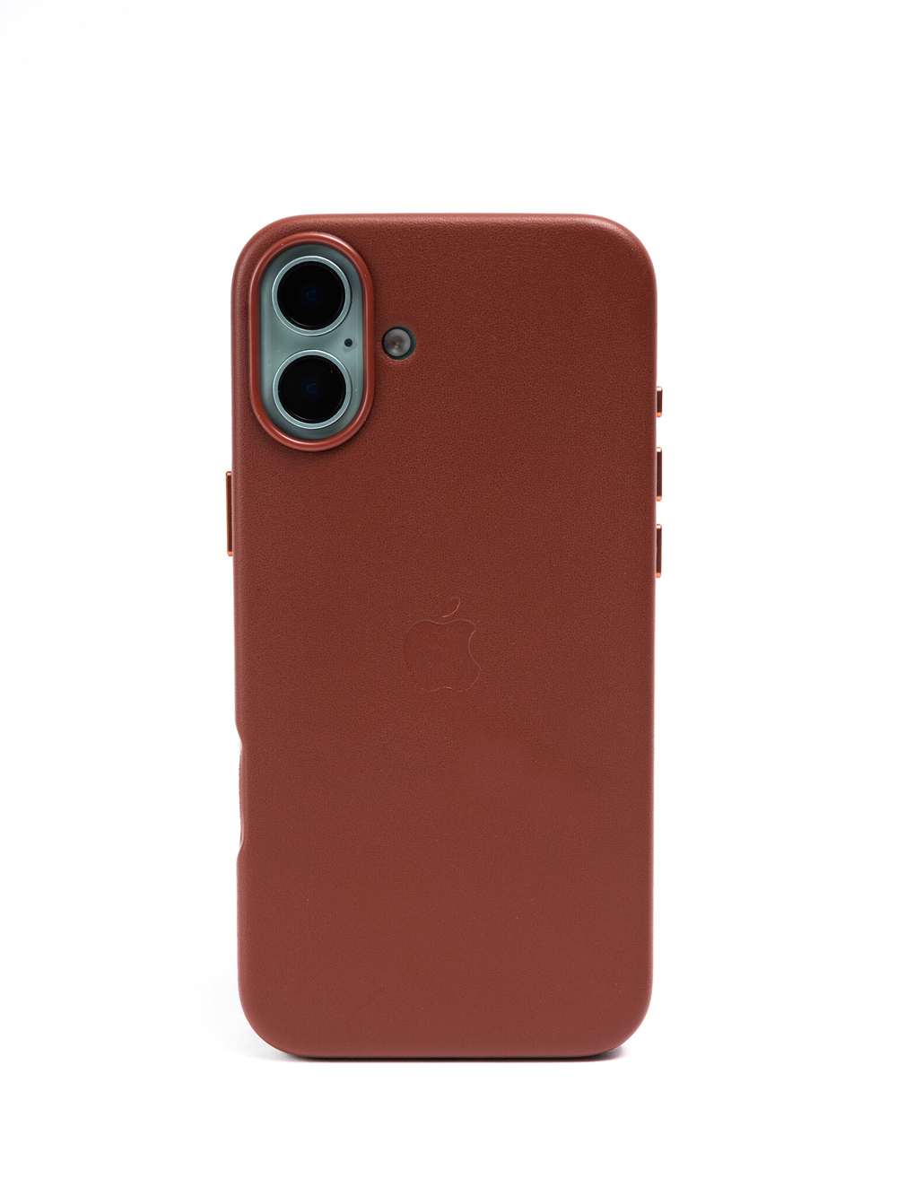Кожаный чехол Leather Case на iPhone 16 Plus, Темно Коричневый