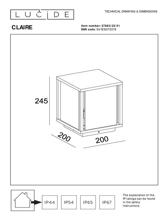 Уличный светильник Lucide Claire 27883/25/31