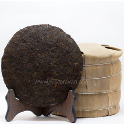 1031/2018 Чай прессованный черный Пуэр Шу "Цзинлун, №7" (ци цзы бин, 357 гр)