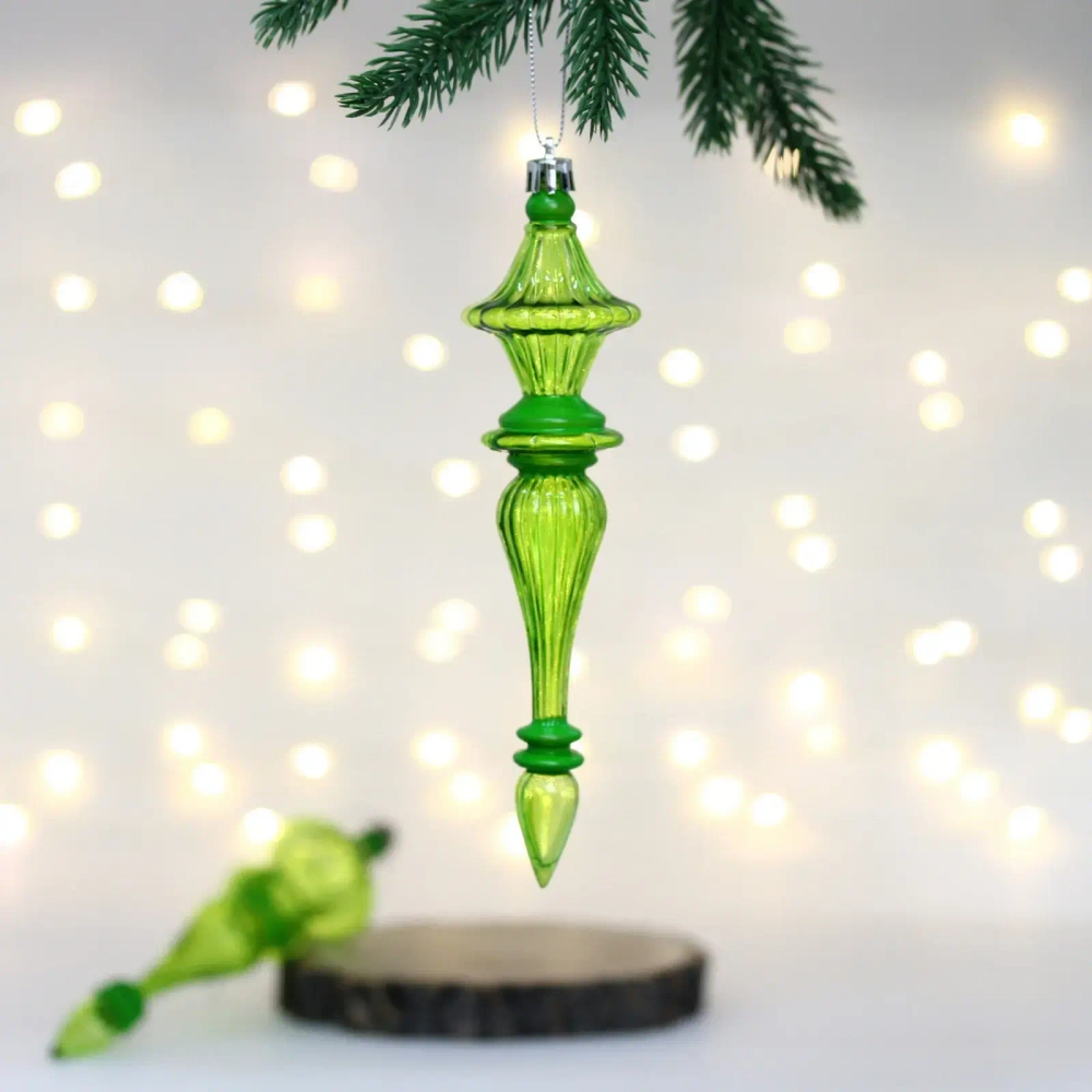 Елочные украшения «Изящные переливы» 4.5*4.5*19 см (набор 2 шт), Зеленый