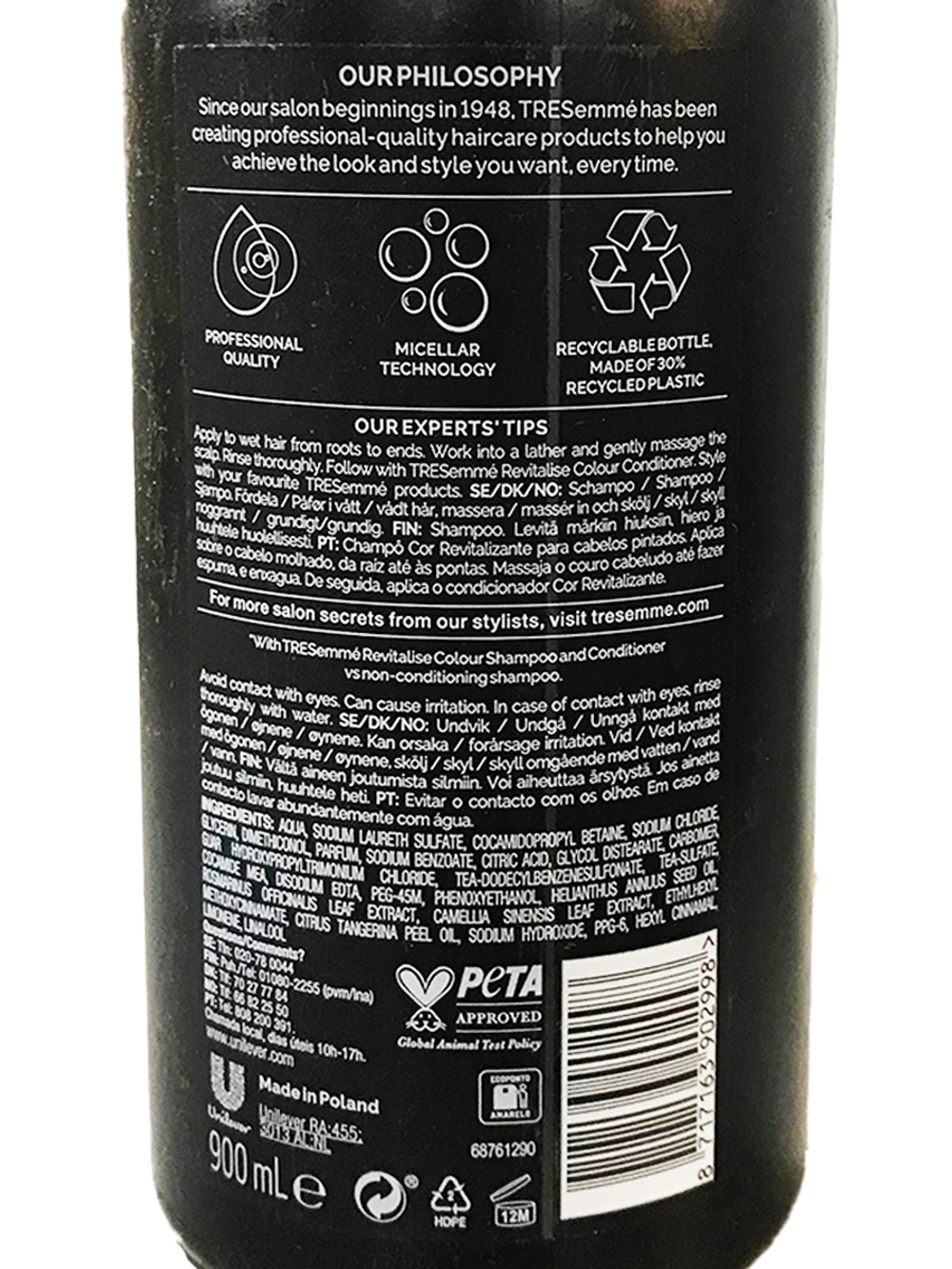 Шампунь для окрашенных волос TRESemme Revitalise Color - 900 мл., создан для сохранения яркости цвета волос