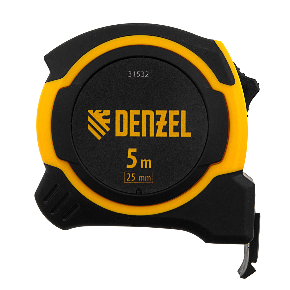 Рулетка 5м х 25мм, двухкомп. корпус, магнитный обрезиненный зацеп Denzel