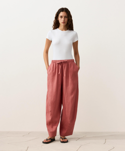 OYSHO Брюки-баллоны из 100% льна, коралловый