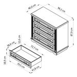 Комод белый с ящиками Харви из массива сосны с филенкой для спальни и кухни в викторианском стиле, комод деревянный для вещей и одежды на ножках напольный