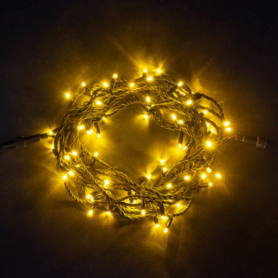 Светодиодная гирлянда с колпачком 75 желтых LED ламп 10 м., 24В., черный каучуковый провод, IP65, LTC (LL75-1-1Y)