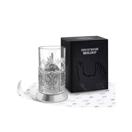 С71408 Подстаканник никел. с черн. "Герб РФ"