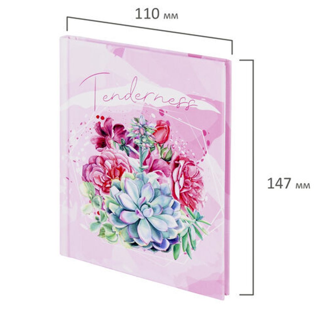 Блокнот МАЛЫЙ ФОРМАТ (110х147 мм), А6, 80 л., твёрдый, клетка, выборочный лак, STAFF, "Кактусы", 114448