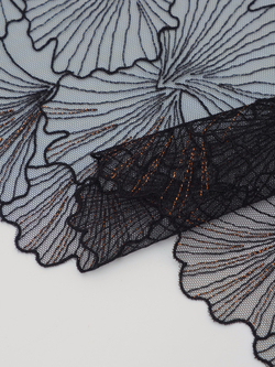 Вышивка на сетке черная с золотым люрексом неэластичная ширина 21 см