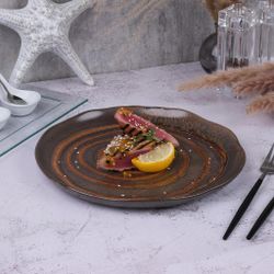 Тарелка d 27 см h2,5 см Dark Brown Lava lines Frutti di Mare P.L. [1]