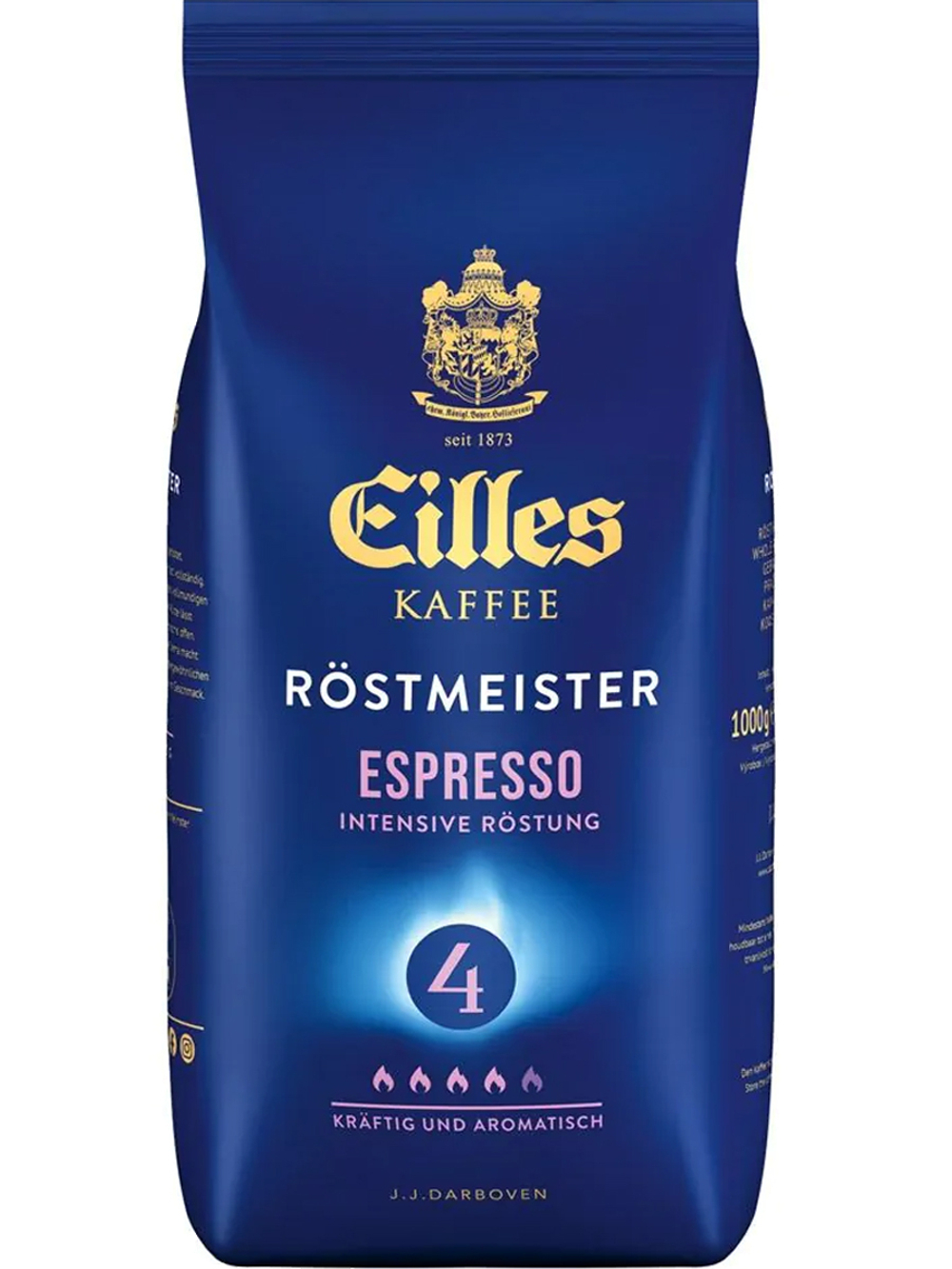 Кофе в зернах EILLES COFFEE Rostmeister ESPRESSO, 1000 г, Смесь зерен робусты и арабики, крепкий и ароматный