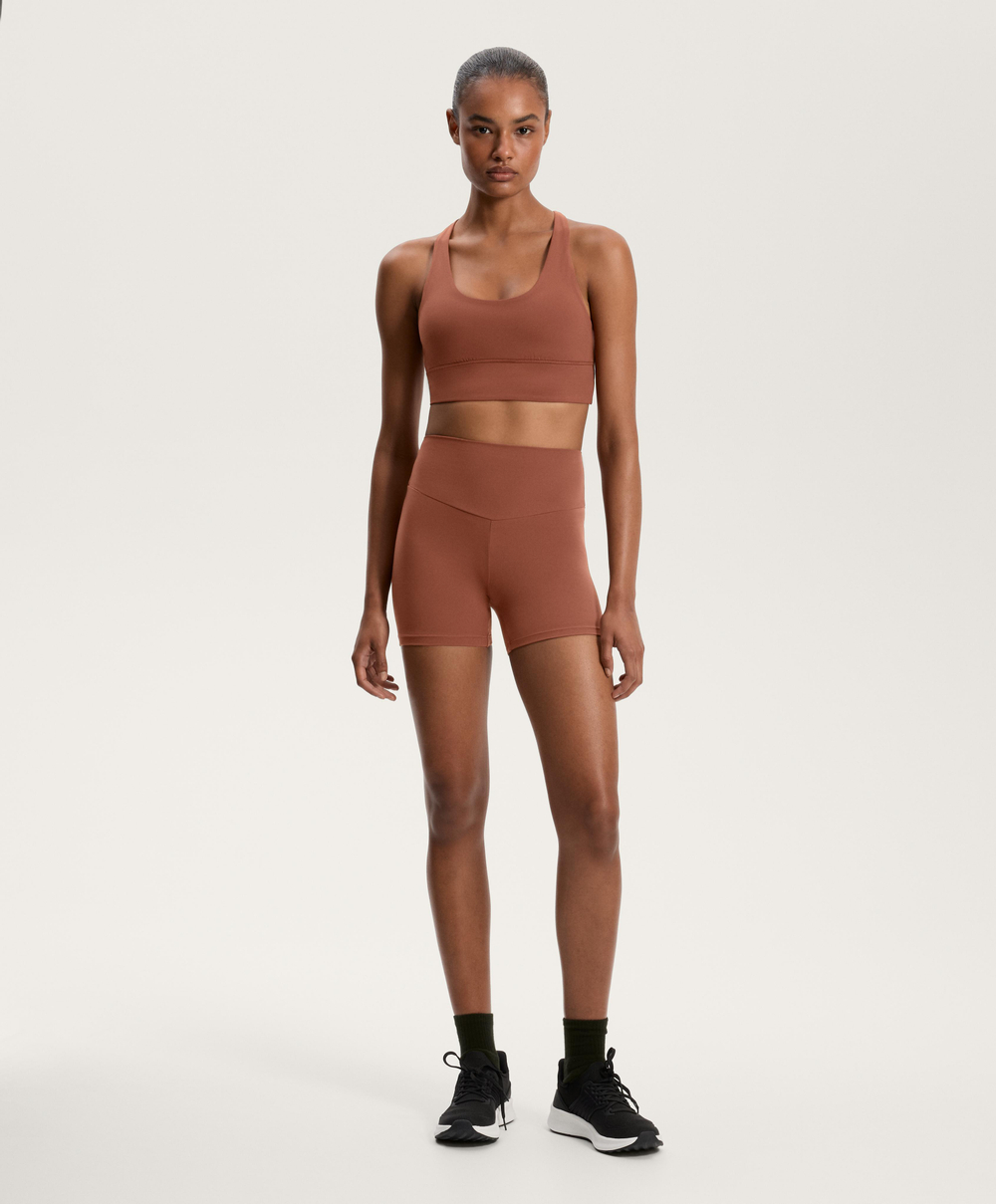 OYSHO Облегающие шорты Comfortlux с высокой посадкой длиной 10 см, терракотовый