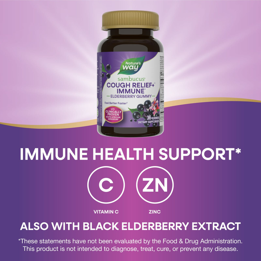 Nature's Way, Sambucus®, жевательное средство с бузиной для укрепления иммунитета, 36 жевательных таблеток