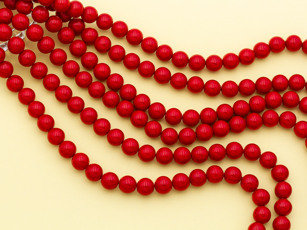 Нить бусин для украшений 10мм, "Майорка-Красный" (имитация)