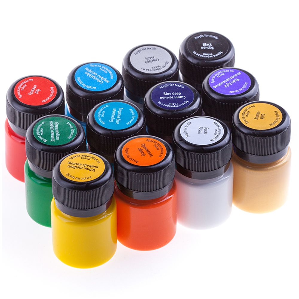 Краски акриловые по ткани Невская Палитра Декола, 12цв. по 20мл