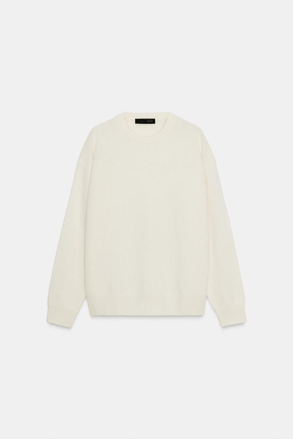 ZARA ДЖЕМПЕР ИЗ 100% КАШЕМИРА С ДЛИННЫМИ РУКАВАМИ, ЭКРЮ