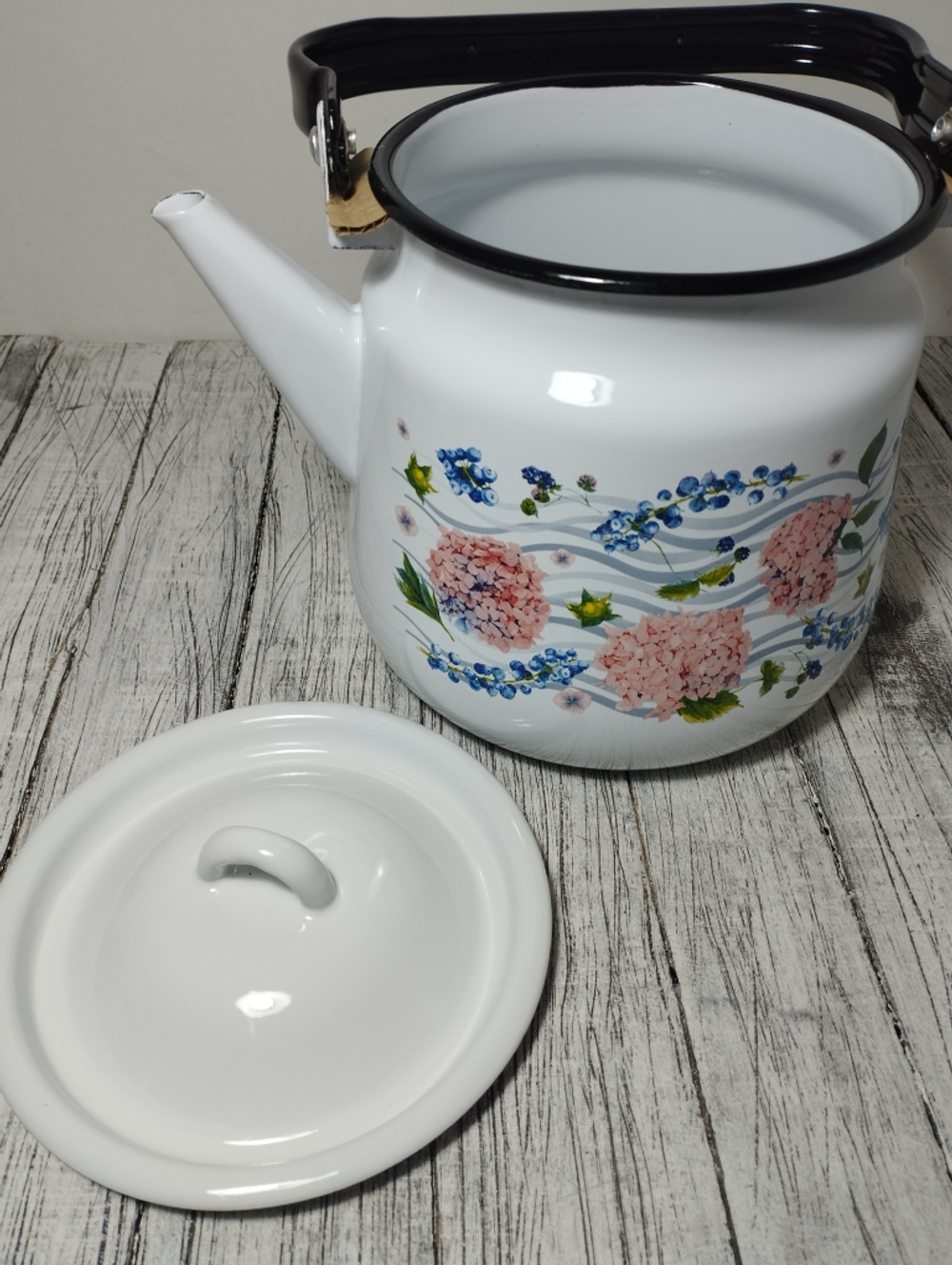 Чайник 3,5л с рисунком Гортензия (Рапсодия) белый 1с26с