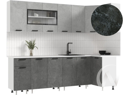 Кухня Рио NEW ЛДСП 2;6х1;0м (белый/бетон светлый; бетон темный/кастилло темный)