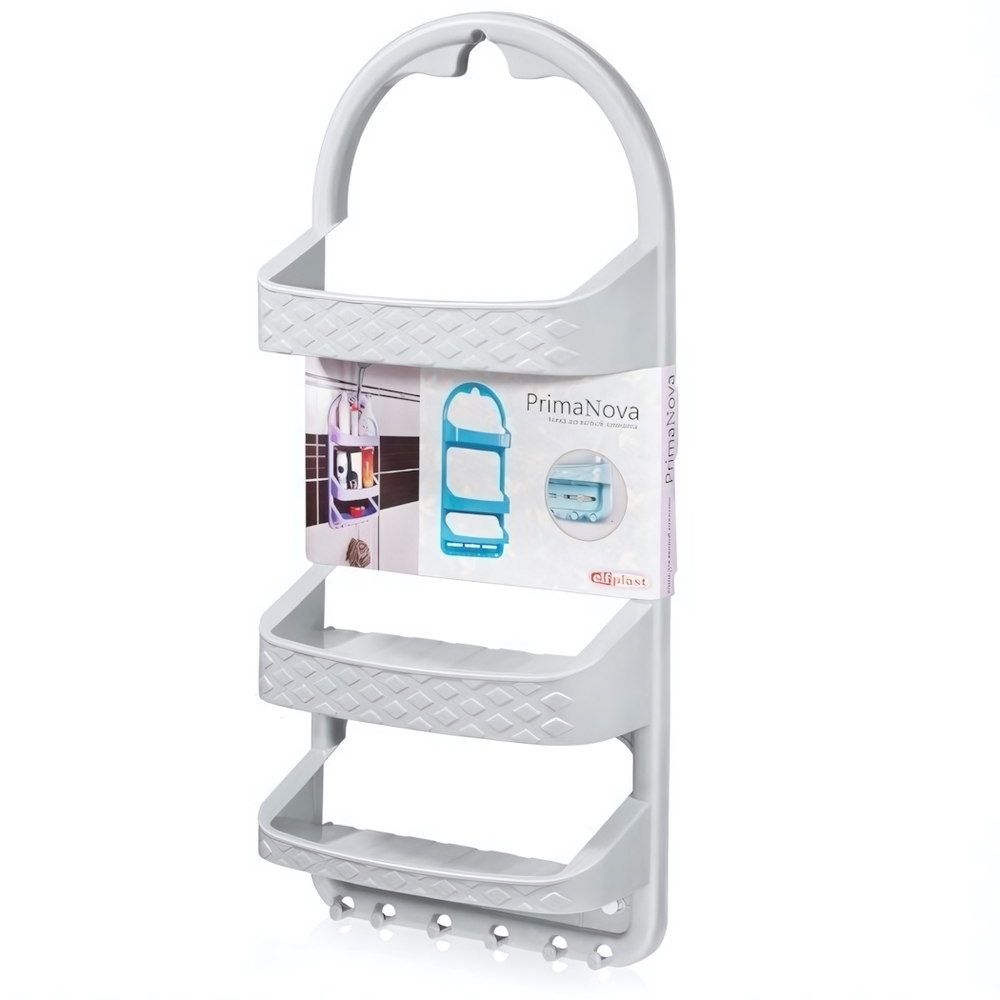 Полка для ванной комнаты навесная "PrimaNova" 3 полки + крючки цвет в ассортименте