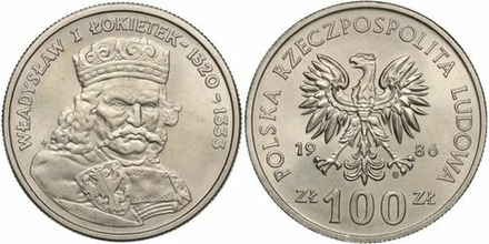 Польша 100 злотых, 1986 Король Владислав I Локоток