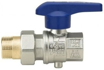 Кран дисковый Rubinetterie Bresciane Eurofly 600500 1/2"x1/2" ВР/НР с полусгоном синяя ручка-бабочка