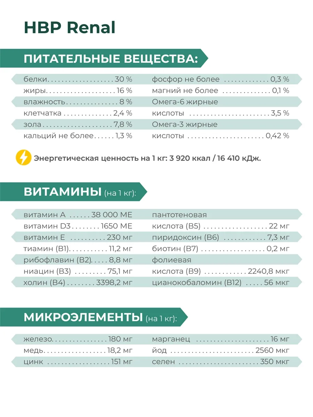 Корм сухой для кошек VD Renal HBP, 2 кг