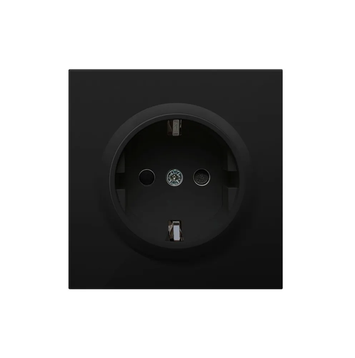 Накладка для розетки электрической с заземлением со шторками 16A 250 В, матовый карбон, Donel R98, DA22030, комплект 3 шт, без механизма