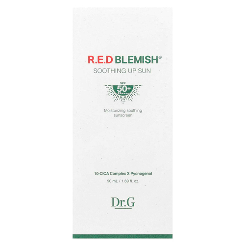 Dr. G, RED Blemish, успокаивающий солнцезащитный крем, SPF 50+/PA++++, 50 мл (1,69 жидк. унции)