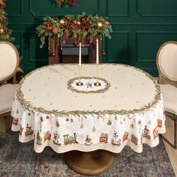 СКАТЕРТЬ ОВАЛЬНАЯ "ЩЕЛКУНЧИК" ,140Х300СМ ,БЕЖЕВЫЙ ,100%ХЛОПОК ,ТВИЛ