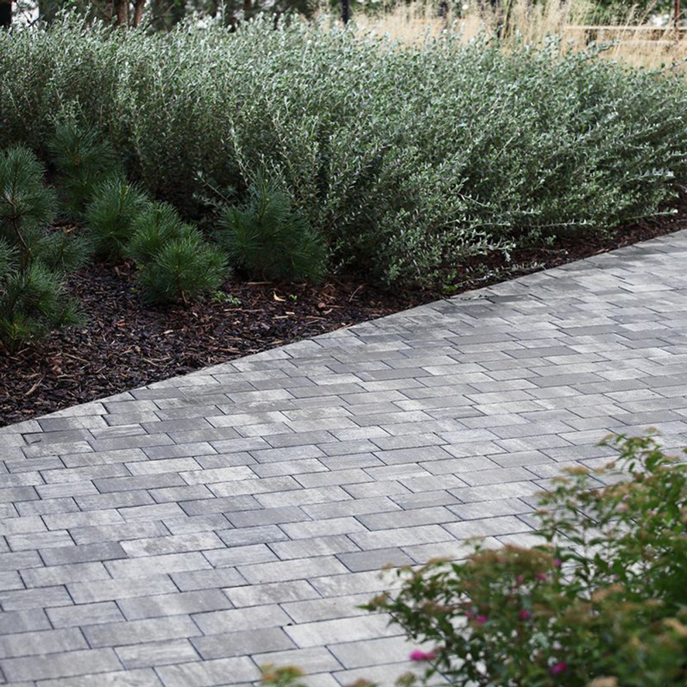 Тротуарная плитка СТАРЫЙ ГОРОД - Листопад гладкий Антрацит, комплект из 3 видов плит