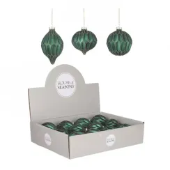 Набор стеклянных украшений Жаклин 80 мм., 12 шт., изумрудный, Christmas DeLuxe (86801)